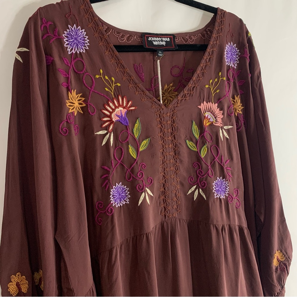 NWT Johnny Was Toni Dolman Tiered Midi Silk Dress, size XXL - Picture 12 of 15